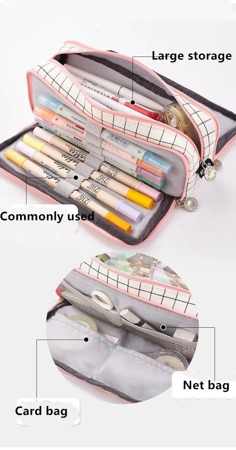 Large Capacity Pencil Case Kawaii Cute Pencil Cases Student Pen Case Big School Supplies Stationery Pencil Bags Box Pencil Pouch