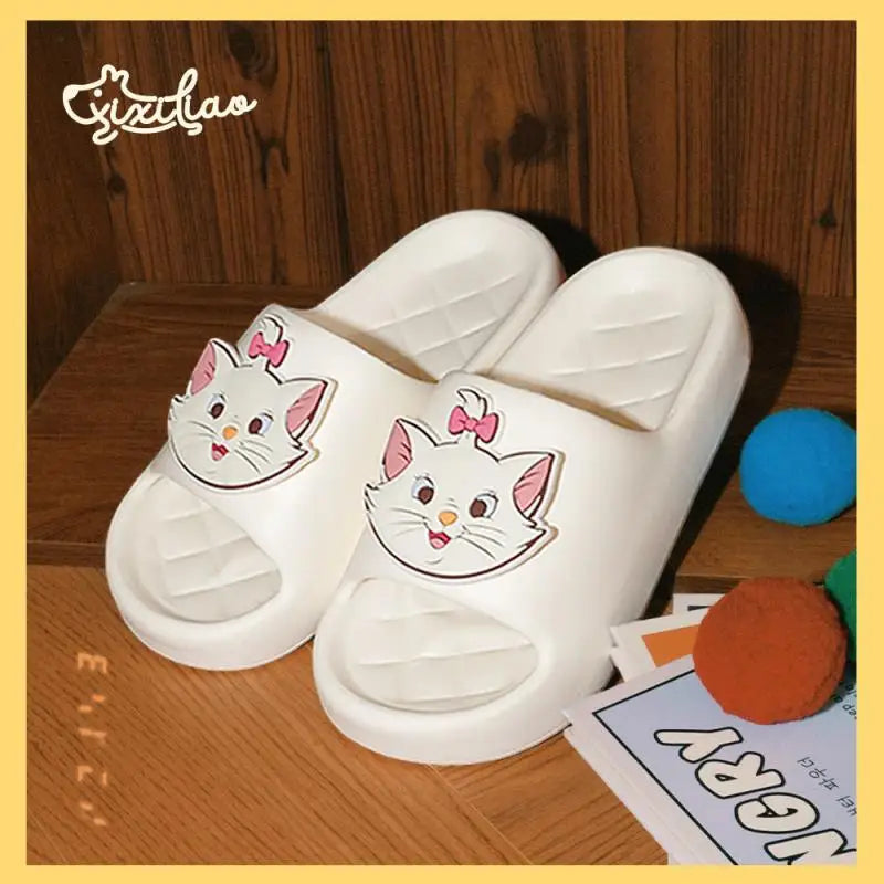 Kawaii Disney Marie Cat Slippers for Women Summer Soft-Soled Eva Slippers for Home Non-Slip Thick-Soled Sandals for Outdoor Wear