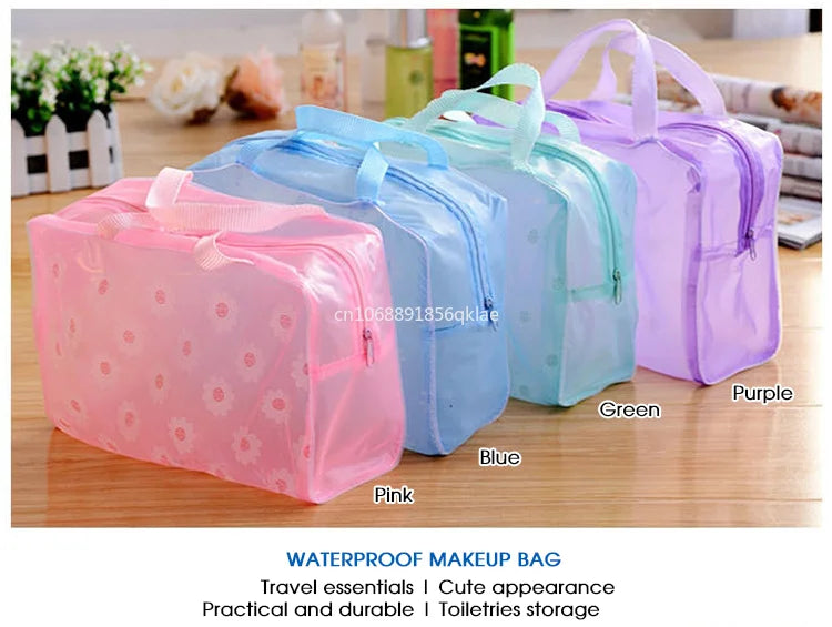 Transparent Waterproof PVC Cosmetic Storage Bag Multicolour Women Organizer for Makeup Pouch Compression Travelling Bath Bags
