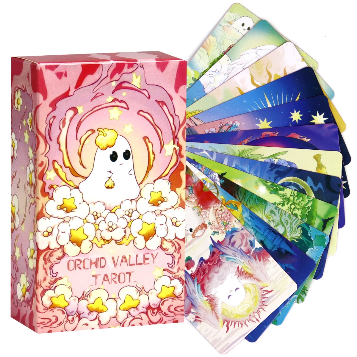 Spray Color Orchid Valley Tarot Deck Divination Party Desktop Toy Entertainment Leisure 18+ Tarot Cards With Guidebook