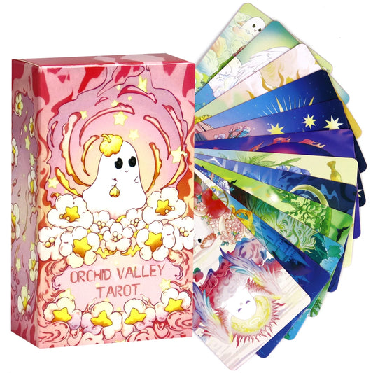 Spray Color Orchid Valley Tarot Deck Divination Party Desktop Toy Entertainment Leisure 18+ Tarot Cards With Guidebook