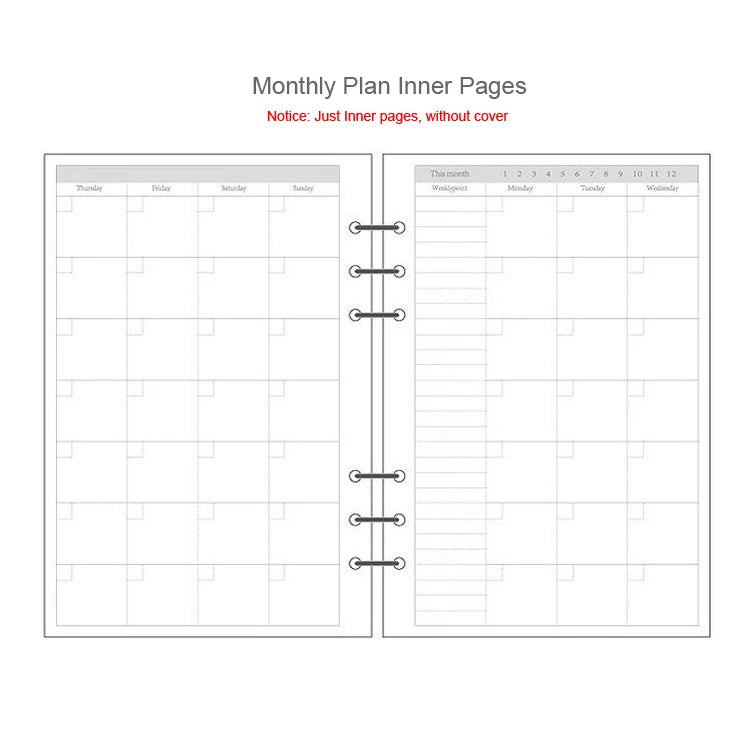 A5 A6A7 45 Sheets Loose Leaf Notebook Refill Spiral Binder Inner Page Weekly Monthly To Do Line Dot Grid Inside Paper Stationery