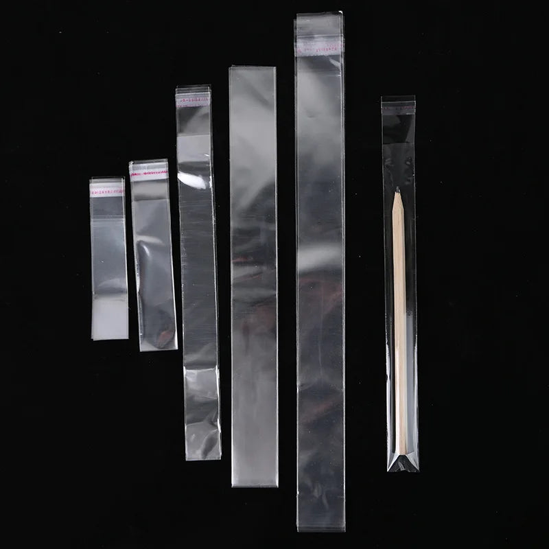 TETP 200Pcs Long Clear Self Adhesive Bags For Bracelet Necklace Pencil Jewelry Gifts Accessories Packaging Storage Plastic Bag