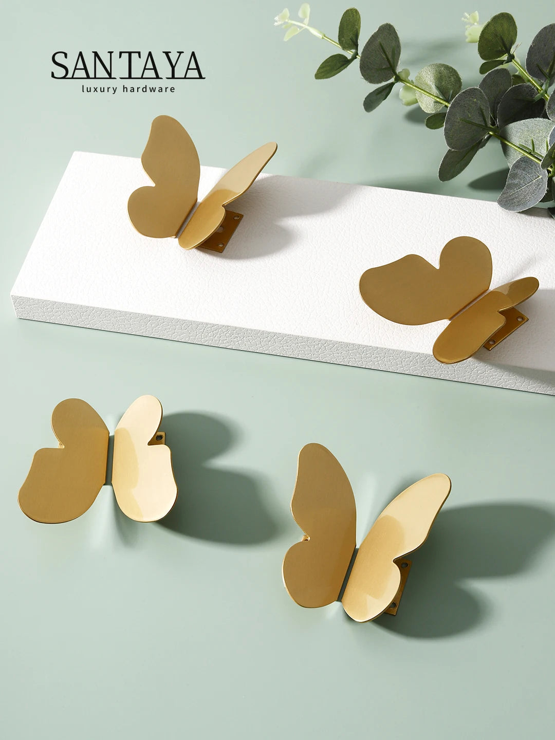 Brass Butterfly Furniture Handles Gold Ins Wind Insect Design Bedroom Wardrobe Children's Room Pulls Cabinet Drawer Dresser Knob