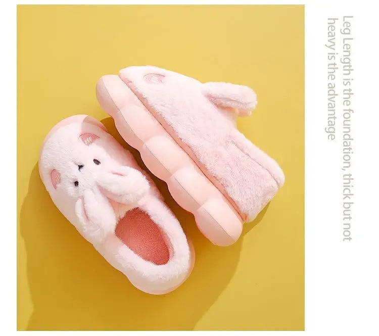 White Bunny Slippers For Home Kawaii Shoes Women Rabbit Fluffy Slippers Winter Indoor Sandals Woman Platform Bootie Slipper New