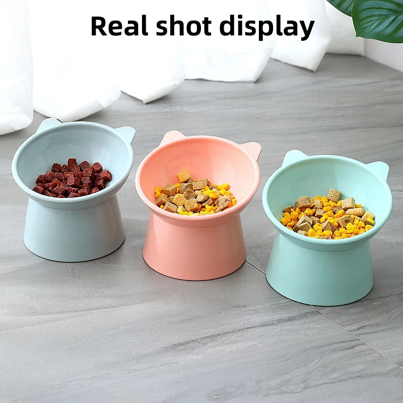 Pet Drinking Eating Bowl, Cat Basin With High Legged Cat Bowl, Cat And Dog Feeding, Tilted Neck Protection Anti-Dumping Pet Bowl