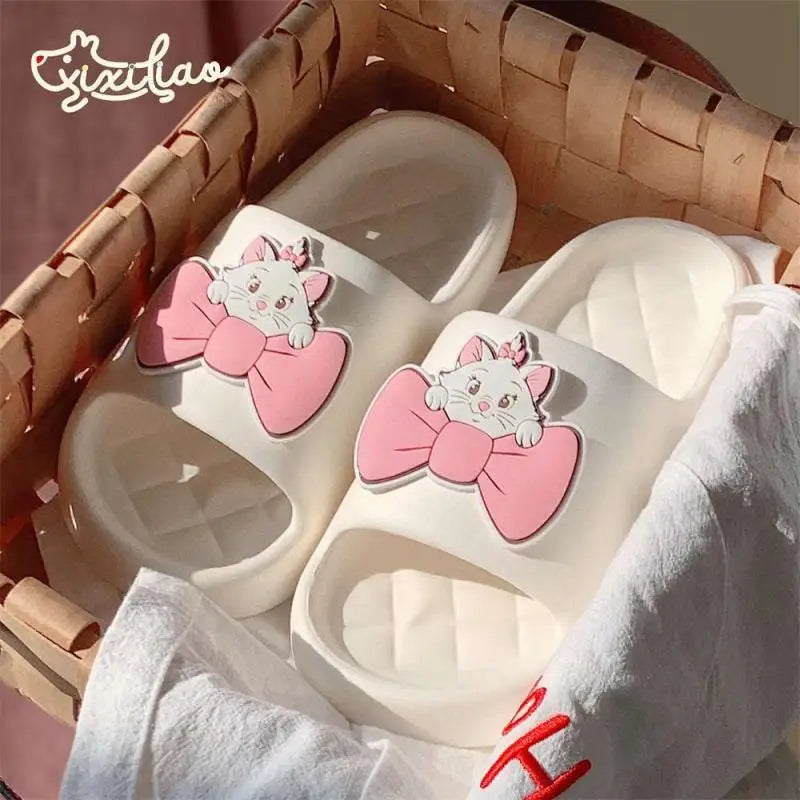 Kawaii Disney Marie Cat Slippers for Women Summer Soft-Soled Eva Slippers for Home Non-Slip Thick-Soled Sandals for Outdoor Wear