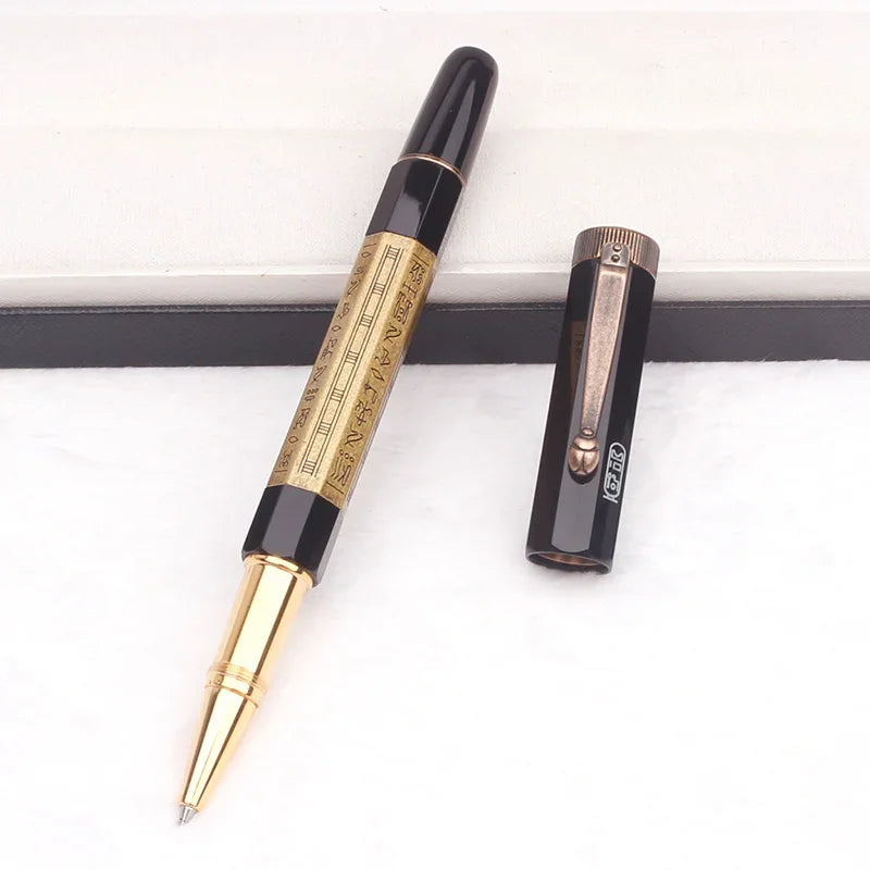 Limited Heritage Egypt MB Ballpoint Pen Business Metal Grey Rollerball Pens Unique Gel Ink Smooth Writing Inlay Egyptian Letter