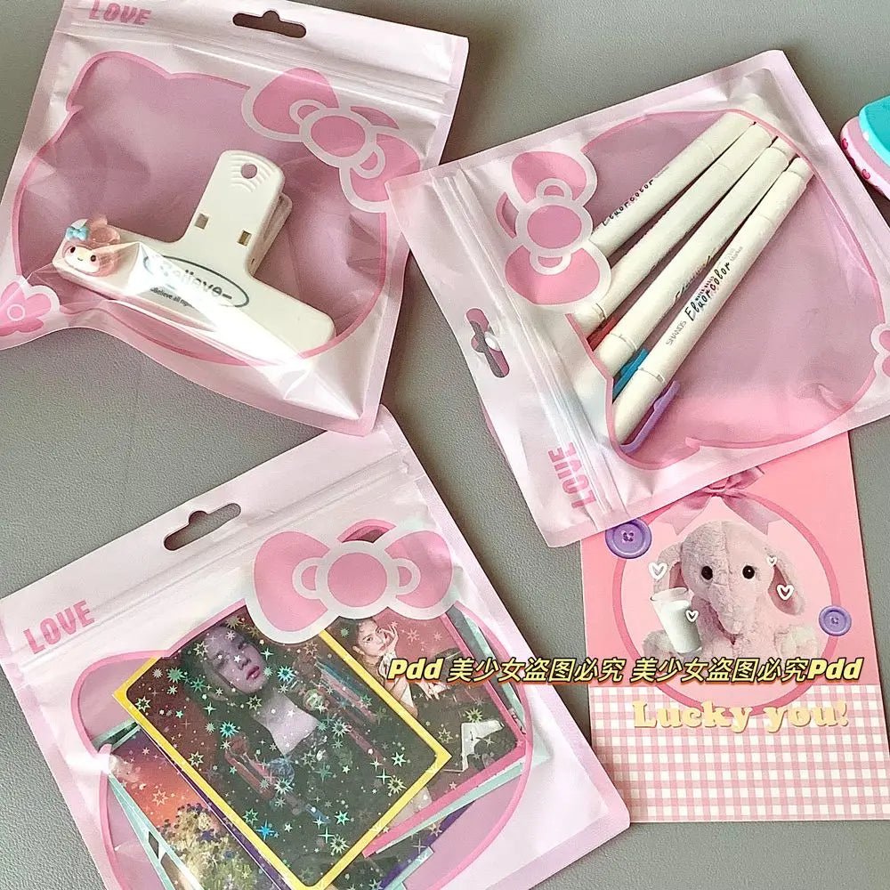 20Pcs Sanrio Gift Bag Hello Kitty y2k Cartoon Kawaii Cute Storage Bag Waterproof Anti Mold Cosmetic Sealing BagToy Girls Gifts