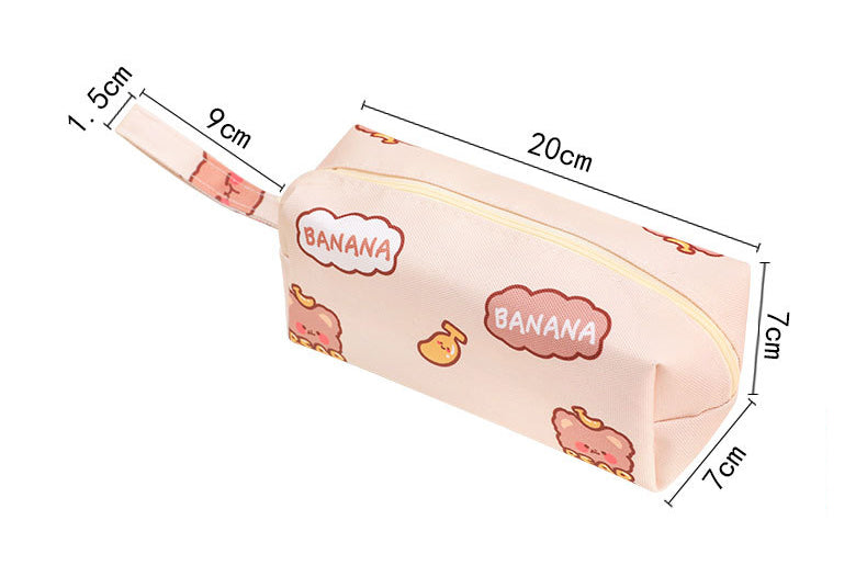 Cartoon Little Bear Canvas Pencil Case Student Ins Girl Heart Large Capacity Pencil Case Desktop Stationery