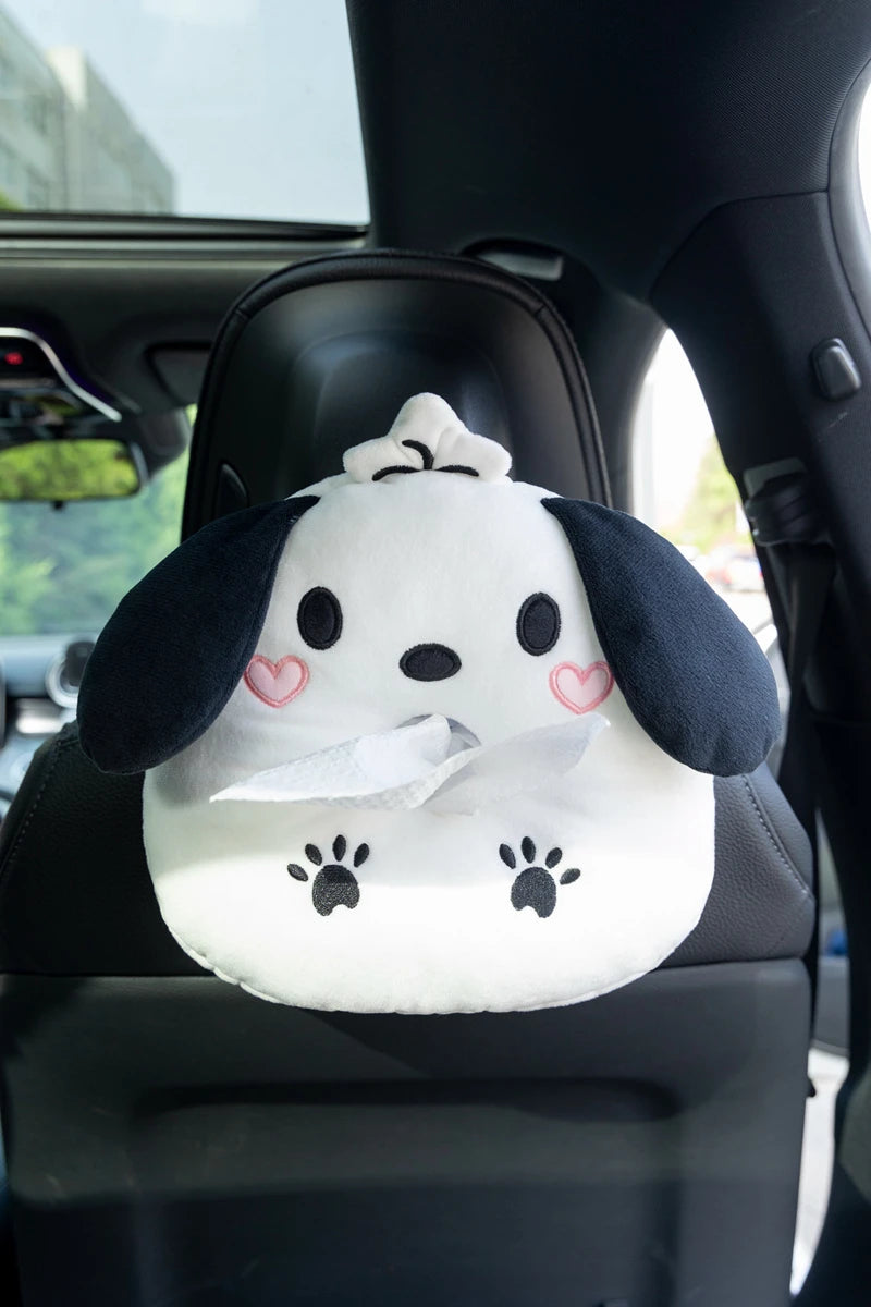 Cute Pochacco Headrest Seat Belt Cover For Car Seat Lovely Japanese Style Car Decoration Back Cushion Tissue Box Cover Gifts