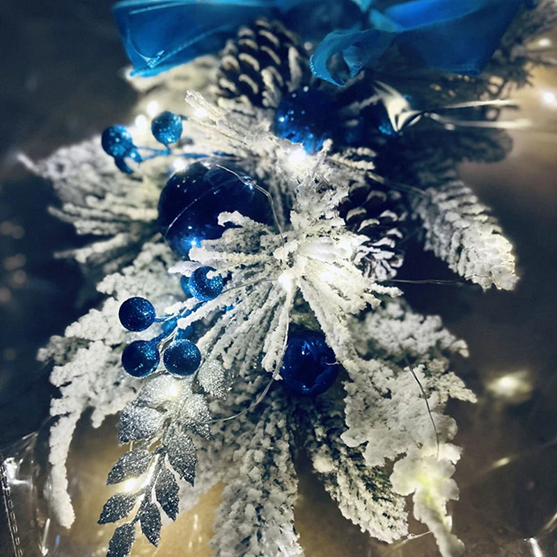 Christmas Swag Wreath Pendants LED Lights Staircase Wreath Ornament Swag Trim Garland Door Window Decoration Party Supplies