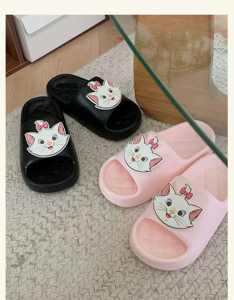 Kawaii Disney Marie Cat Slippers for Women Summer Soft-Soled Eva Slippers for Home Non-Slip Thick-Soled Sandals for Outdoor Wear