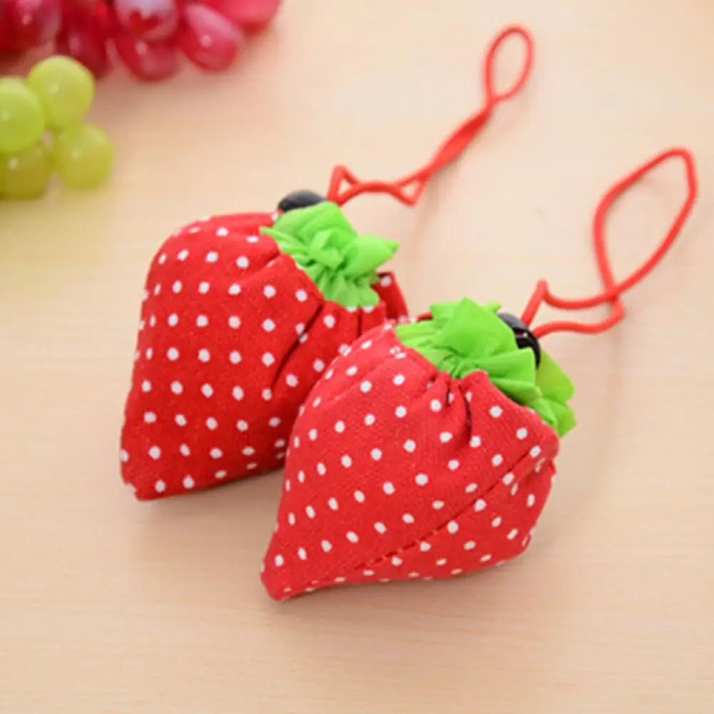 Strawberry Grocery Bag 10L Storage Bag Foldable Large Capacity Reusable Eco-friendly with Handle Item Storage Oxford Cloth Colla