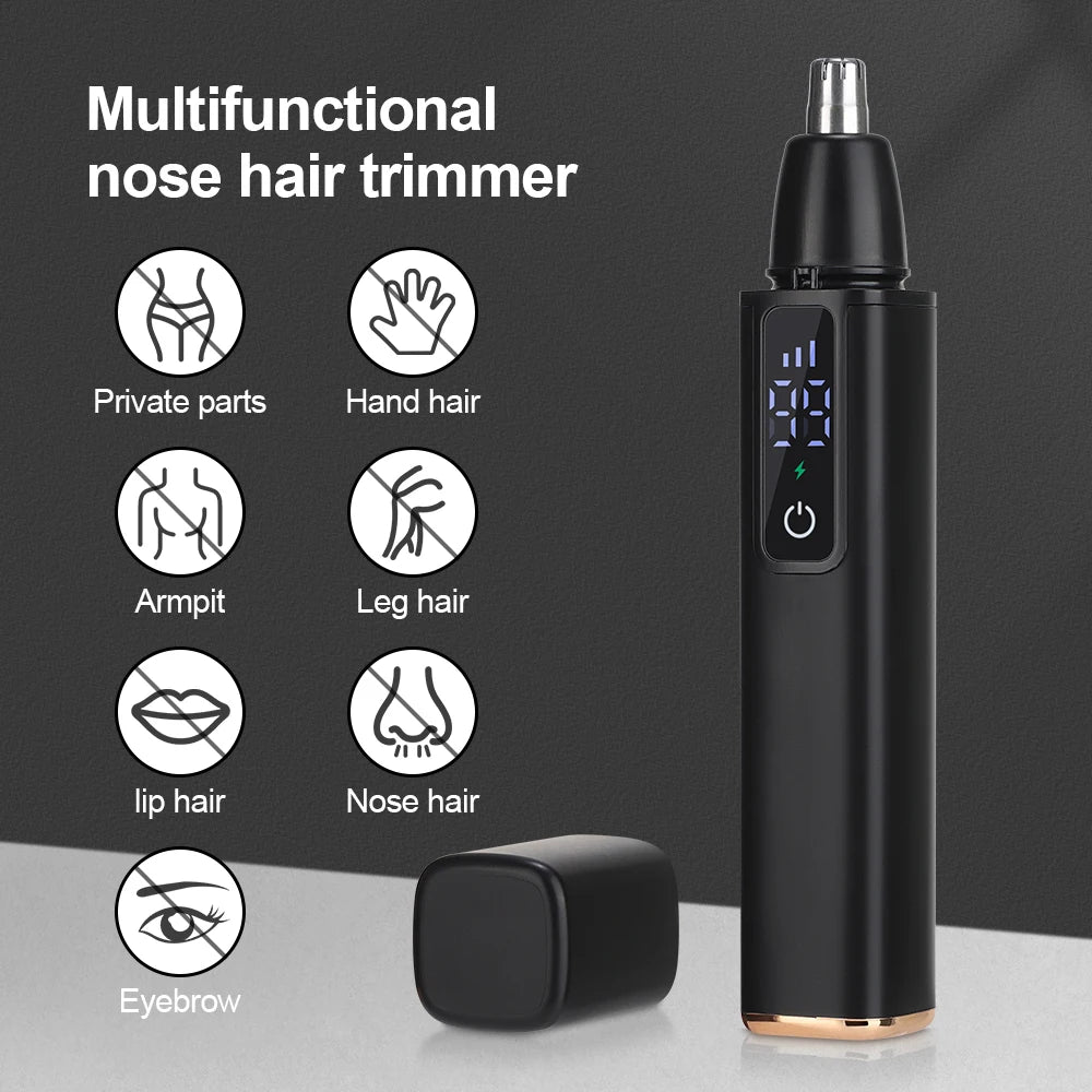 Electric Nose Hair Trimmer with Digital Display Hair Remover Nose Hair  Shaver Scissors Face Care Kit Tools with USB Charging