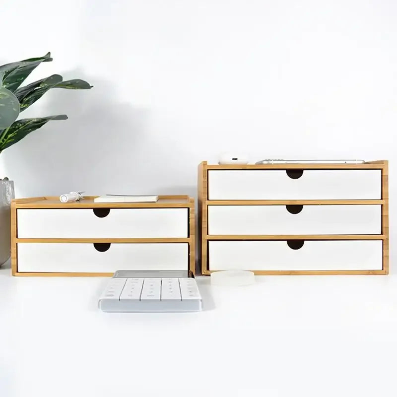 1-3 Layer Bamboo Storage Box Sundries Cosmetic Jewelry Stationery Headset Storage Box Home office hotel Storage Drawers