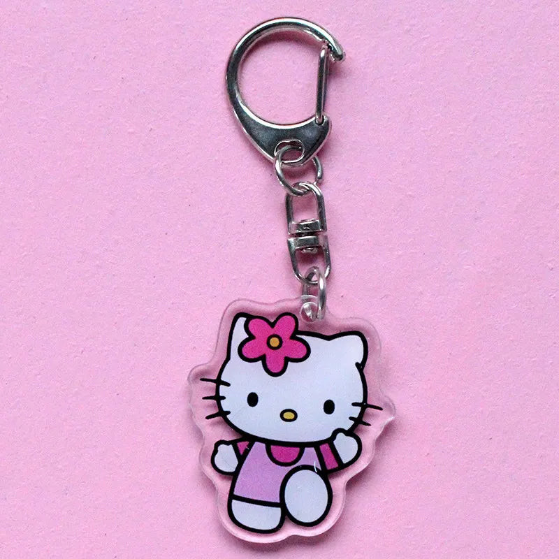 Hello Kitty Acrylic Keychain Accessories Sanrio Anime Figures Key Chain Pendant Cartoon Cosplay Chains Keyring Accessoried Gifts