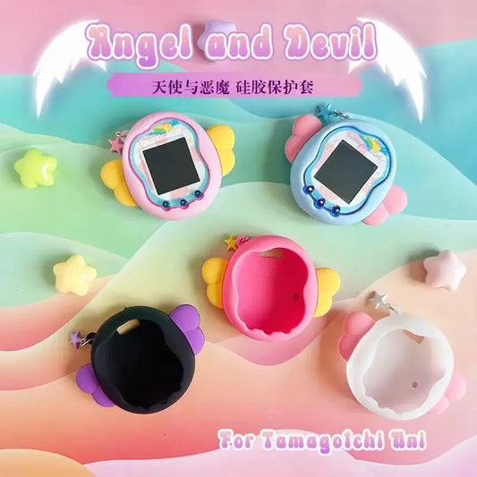 Tamagotchi Uni Electronic Pet Silicone Protective Cover Angel And Devil Cute Soft Cover Anti Drop Single Item Pendant Kid Gifts