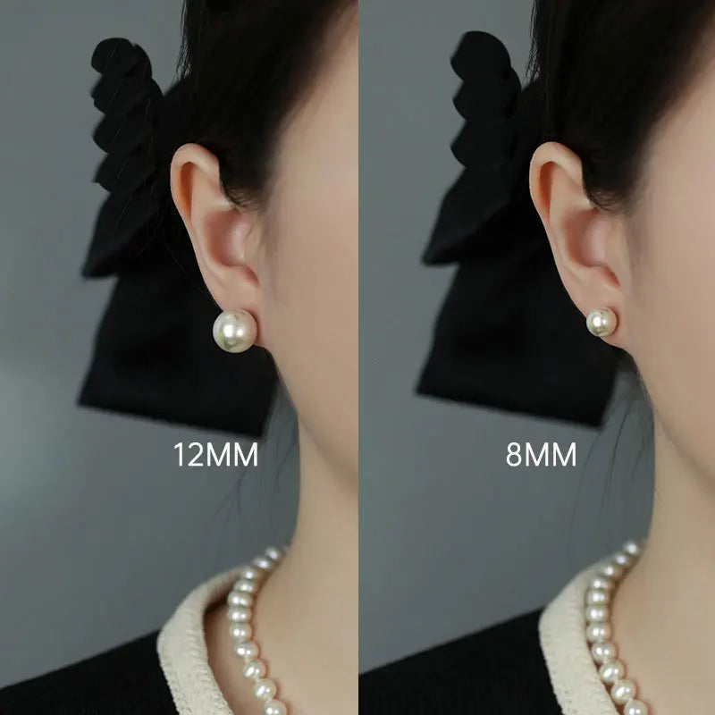SOMILIA Fashion 925 Sterling Silver Needle Freshwater Pearl Stud Earrings Ball Earrings For Women Silver Jewelry Pierced 4-14MM
