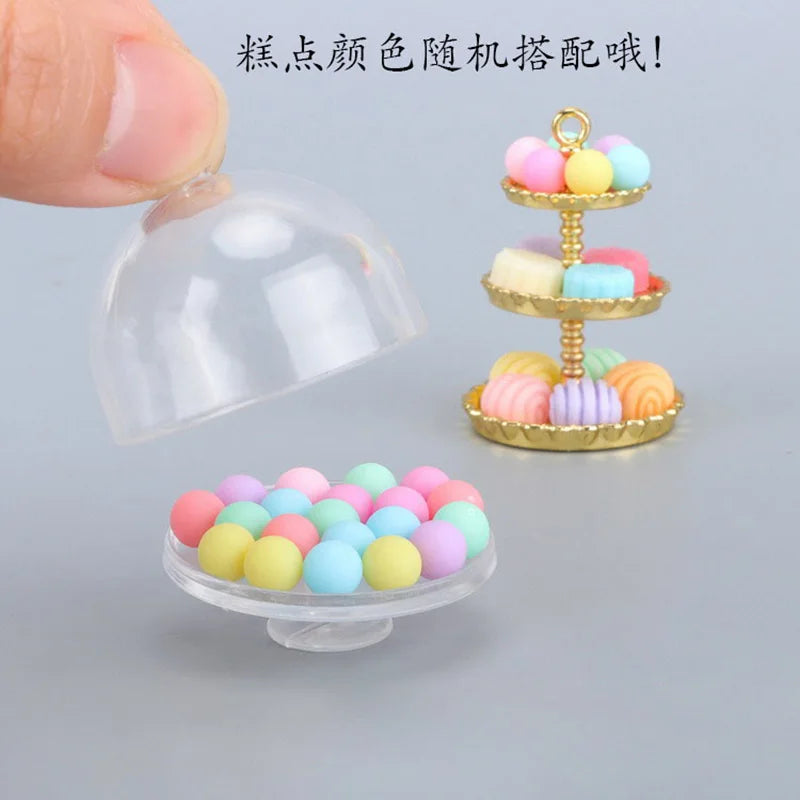 New Mini 1/2 Miniature Dollhouse Food Sweet Dessert Cake Stand for blyth barbies ob11 bjd Doll Toy