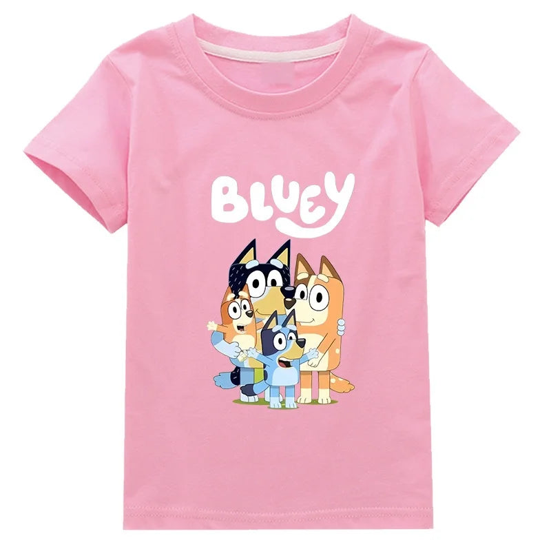 Moose New Bluey Family Summer Short-Sleeved T-Shirt Fashionable Children'S Clothing Boys And Girl Clothes Short-Sleeved T-Shirt