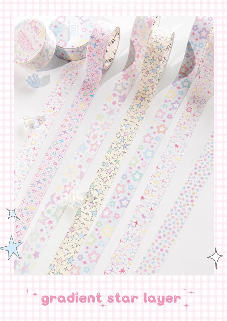 New Ins Cute Star Washi Masking Tape Scrapbooking Journal Decorative Adhesive Tapes DIY Collage Material Stationery
