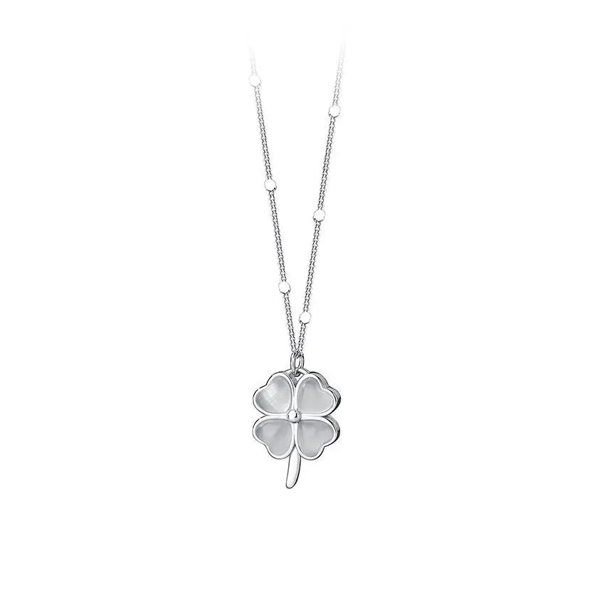 INZATT Real 925 Sterling Silver Zircon CZ Clover Series Pendant Choker Necklace for Women Light Luxury Fine Jewelry Accessories