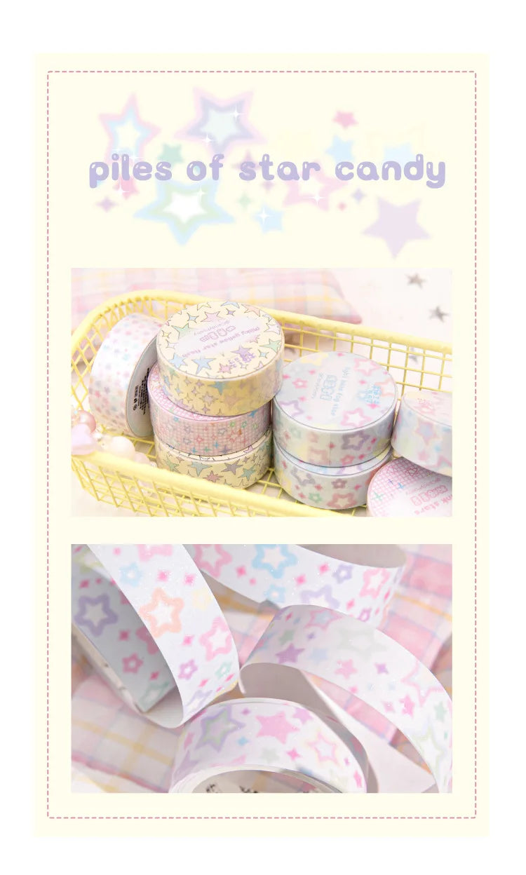 New Ins Cute Star Washi Masking Tape Scrapbooking Journal Decorative Adhesive Tapes DIY Collage Material Stationery