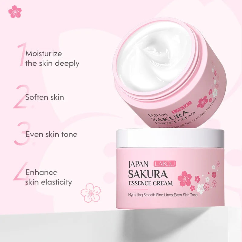 LAIKOU Sakura Essence Cream Anti Wrinkle Anti Aging Moist Nourishing Serum Facial Cream Skin Care Wrinkle Firming