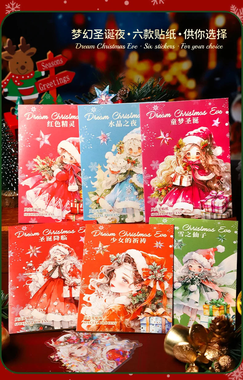 Mr. Paper, 6 Styles, 15pcs/bag, Christmas Themed Series Elf Princess Girl Sticker Decoration Scrapbook, Phone Case, Notebook