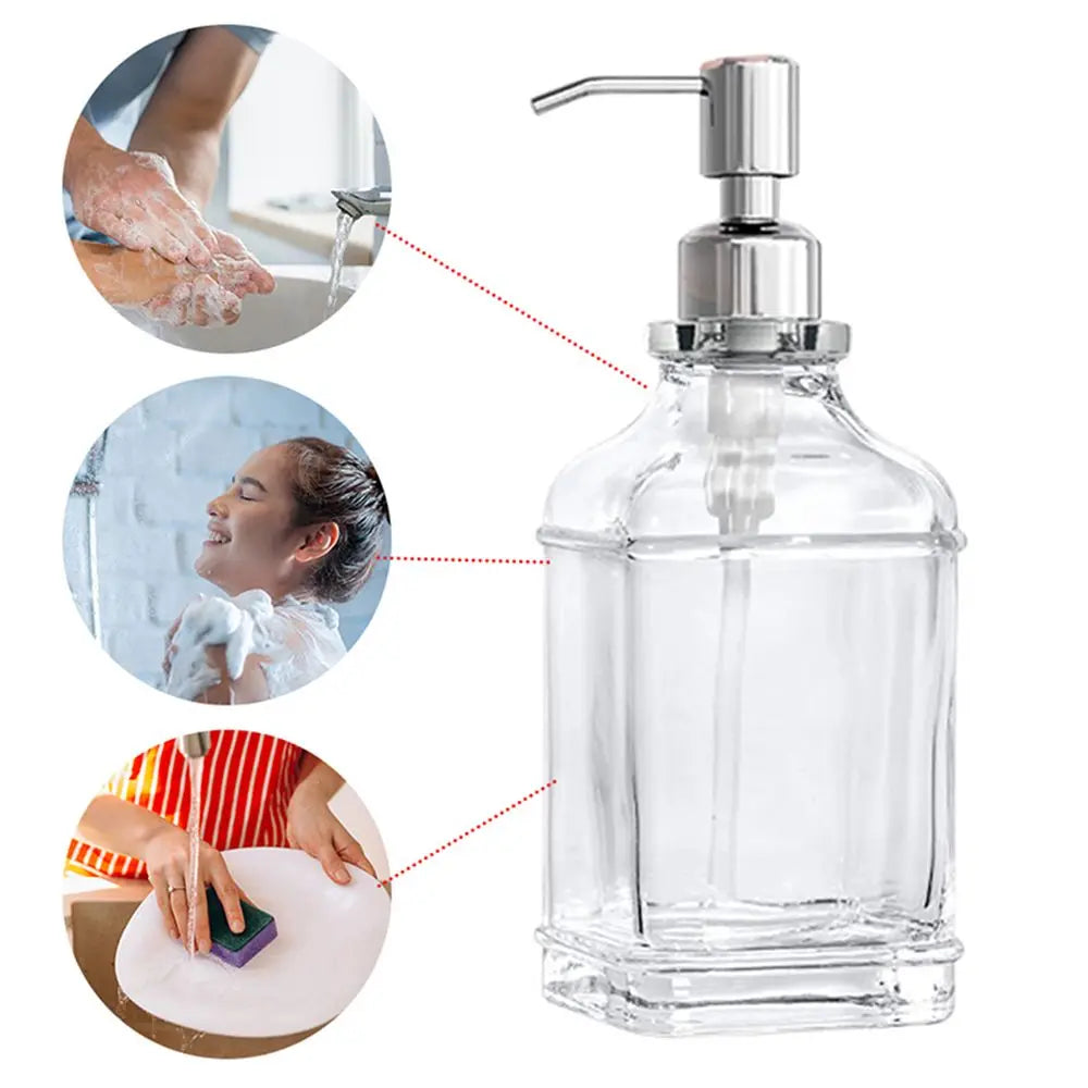 Labels Thick Glass Stainless Steel Pump Press Type Liquid Foam Machine Soap Dispenser Separate Bottle Washing Hand