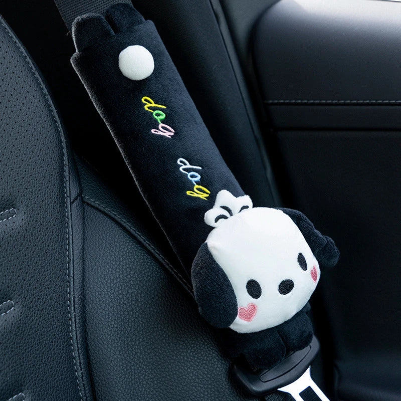 Cute Pochacco Headrest Seat Belt Cover For Car Seat Lovely Japanese Style Car Decoration Back Cushion Tissue Box Cover Gifts