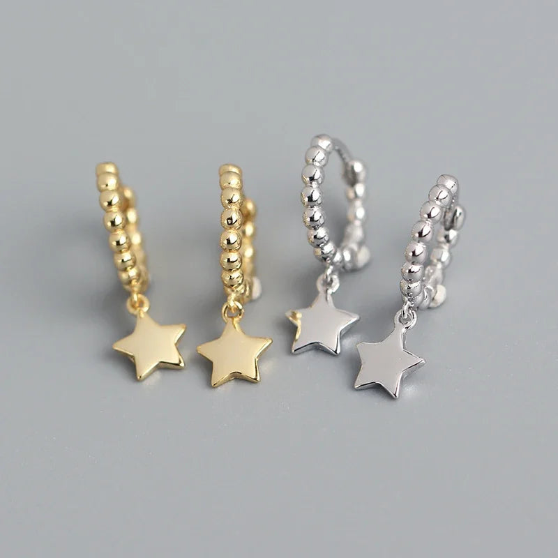 925 Sterling Silver Needle Metal Sea Shell Pendant Hoop Earrings Ball Round Moon Dangle Earrings for Women Party Fashion Jewelry