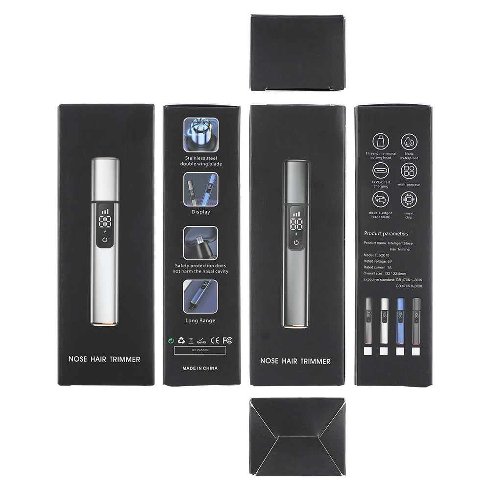 Electric Nose Hair Trimmer with Digital Display Hair Remover Nose Hair  Shaver Scissors Face Care Kit Tools with USB Charging