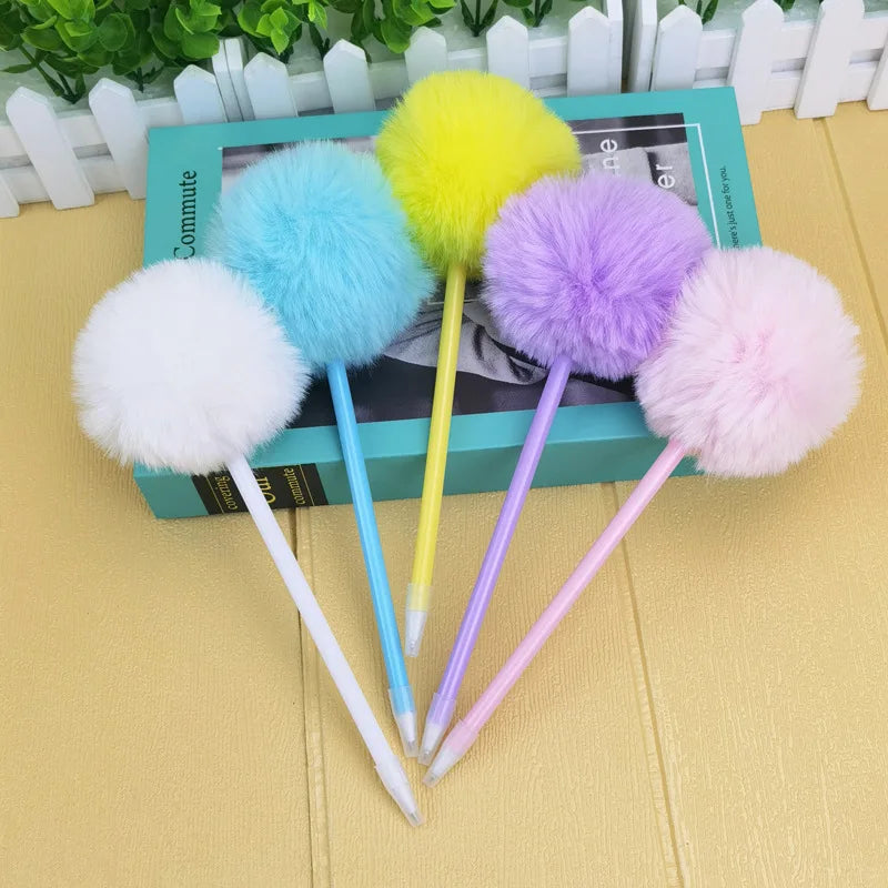 1Pcs Hairy Ball Ballpoint Pen,7Colors Holiday Gift,Office Student Writing Stationery P-2019