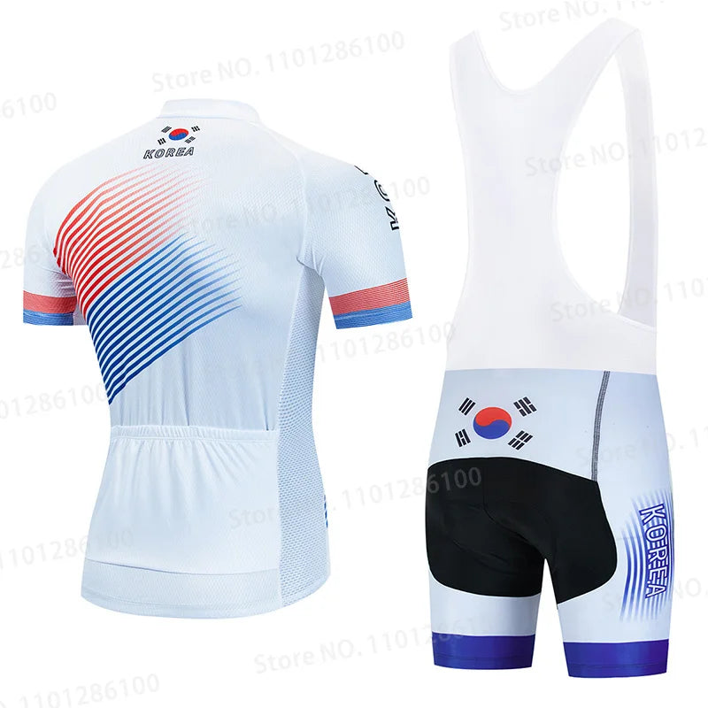 Team Cycling Jersey Bib Sets Men's Bicycle Clothing MTB Uniform Road Bike Shirt Summer Quick Dry Short Maillot Suit Sports Kit