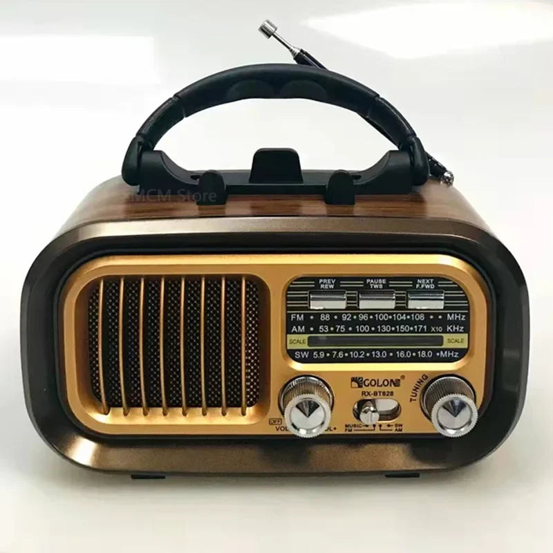 Portable Emergency Retro Radio FM/AM/SW1-6 Radio Receiver BT Speaker Solar MP3 Music Player with LED Light Support USB/TF Card