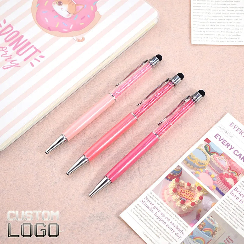 Multicolor Metal Crystal Ballpoint Pen Custom Logo Pen Wedding Souvenir Advertising Gift School Teacher Office Stationery Pens