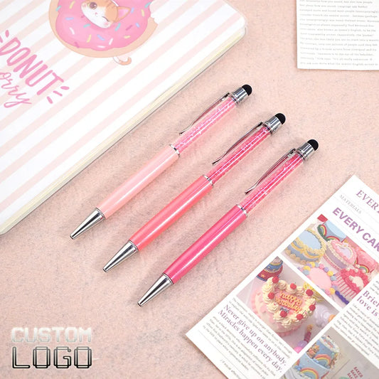 Multicolor Metal Crystal Ballpoint Pen Custom Logo Pen Wedding Souvenir Advertising Gift School Teacher Office Stationery Pens