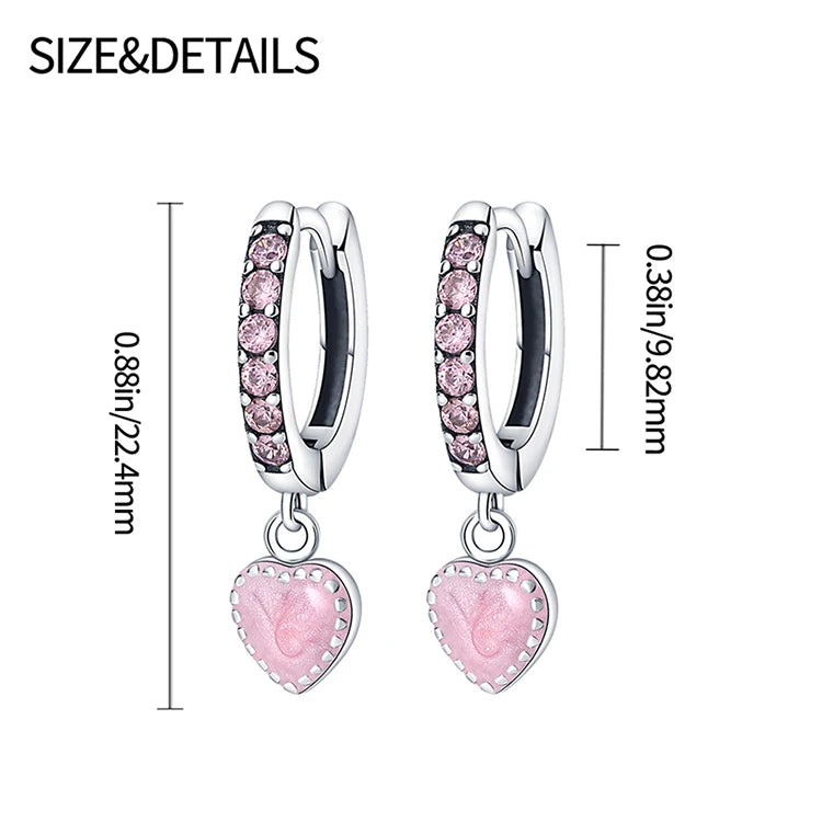 Hot Style S925 Sterling Silver Earrings Love Heart Theme Series Women Hoop Earrings Holiday Wedding Fine Girls Jewelry Gifts