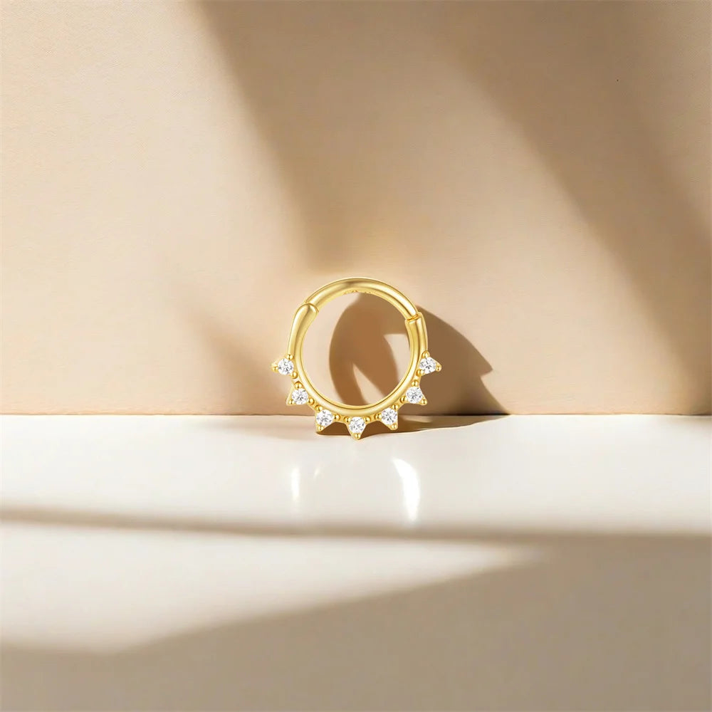 CANNER 1PC 925 Sterling Silver Triangle Zircon Cartilage Piercing Hoop Earring For Women's 18k Gold Minimalism Fine Jewelry Gift