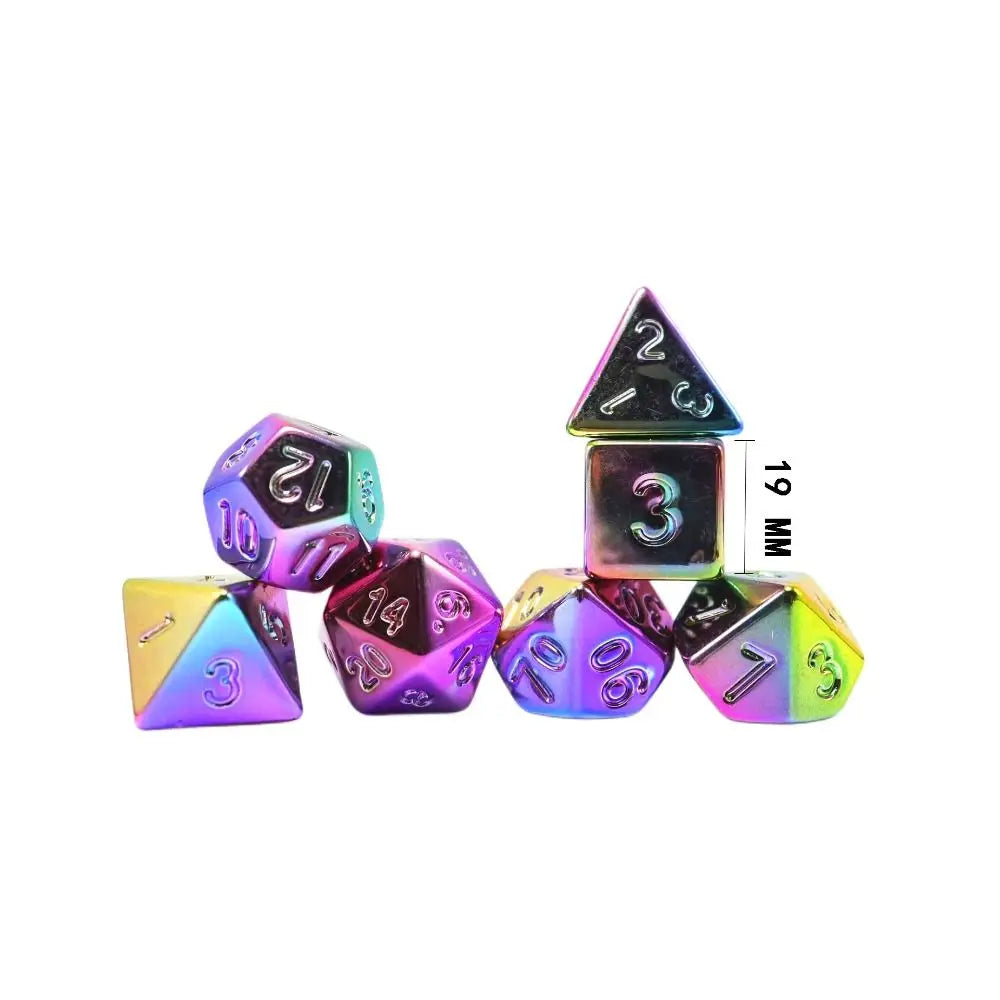 7Pcs Gold Plating Dice Set Excellent Gold Silver Blue Table Games Dice Acrylic Electroplating Party Polygonal DND Dice Gifts