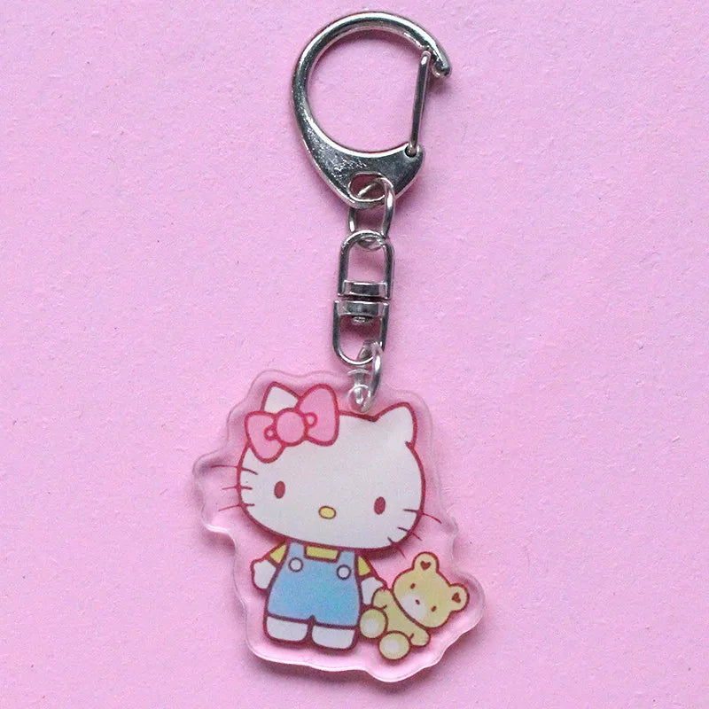 Hello Kitty Acrylic Keychain Accessories Sanrio Anime Figures Key Chain Pendant Cartoon Cosplay Chains Keyring Accessoried Gifts