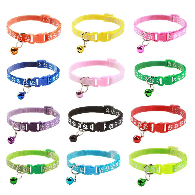 Hot pet cat bell collar dog print cat collar multi-color optional necklace ring cat rope collar pet supplies