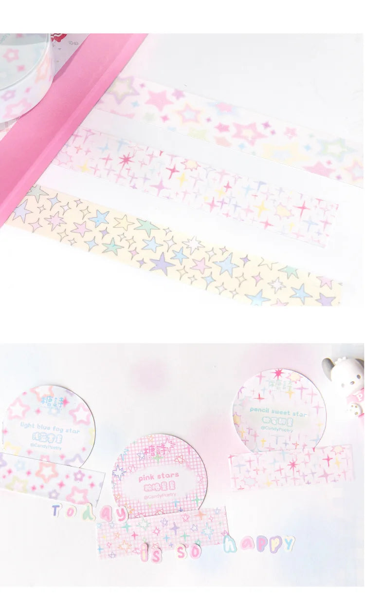 New Ins Cute Star Washi Masking Tape Scrapbooking Journal Decorative Adhesive Tapes DIY Collage Material Stationery