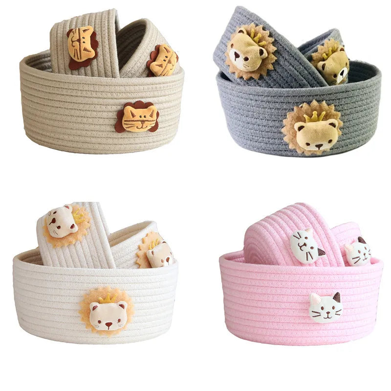 Cotton Rope Woven Storage Basket LuanQI Cartoon Animals Children's Toy Organizer Handmade Desktop Storage Candy Clothes Toys Box
