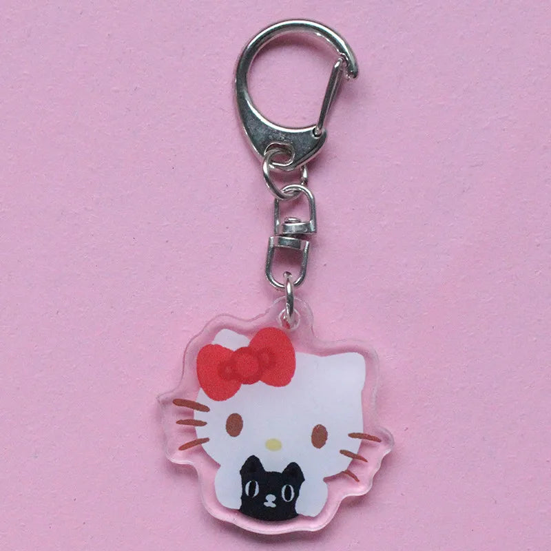 Hello Kitty Acrylic Keychain Accessories Sanrio Anime Figures Key Chain Pendant Cartoon Cosplay Chains Keyring Accessoried Gifts