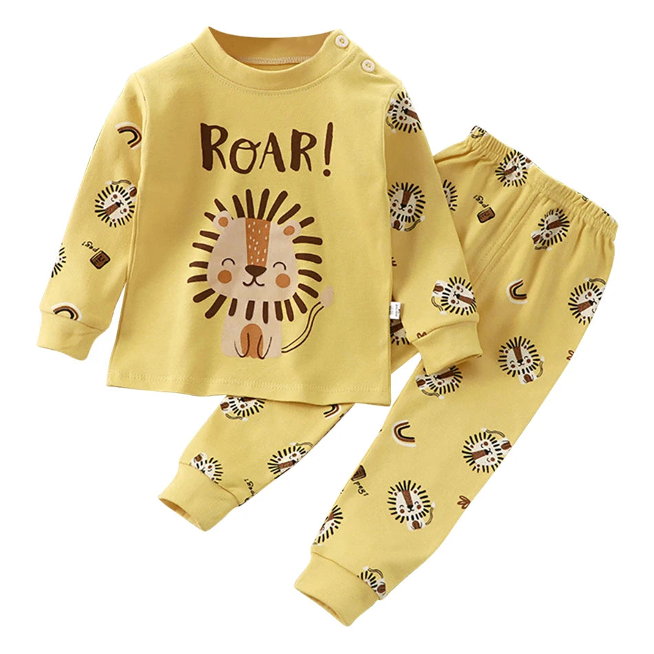 Cartoon Unicorn Animal Sleepwear Children Pajamas Sets Unisex Kids Autumn Clothing Durable Soft Warm Comfort for Every Day Use