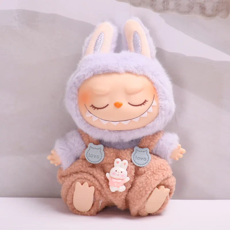 17cm Labubu Dolls Clothing Cute Mini Plush Doll's Clothes Outfit Accessories For The Monster Strap Pants And Hat FE01Q