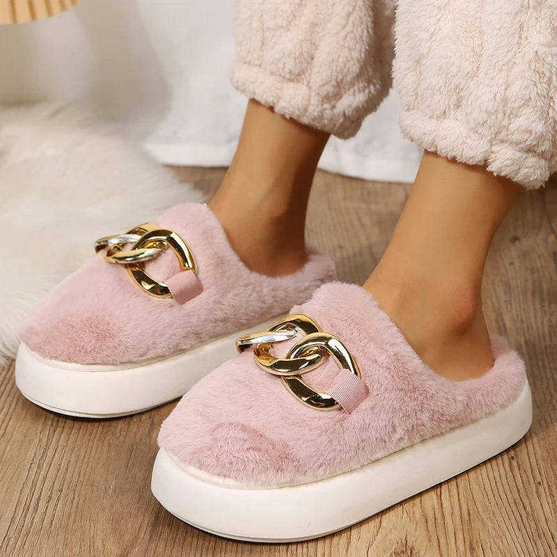 White Bunny Slippers For Home Kawaii Shoes Women Rabbit Fluffy Slippers Winter Indoor Sandals Woman Platform Bootie Slipper New